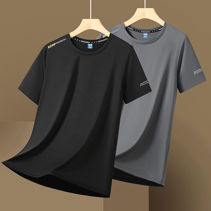 Short-sleeved Thin Ice Silk Short-sleeved Men's Sports Short-sleeved Casual T-shirt Outdoor Casual Sports Quick-drying Short-sleeved Men's Plus Size