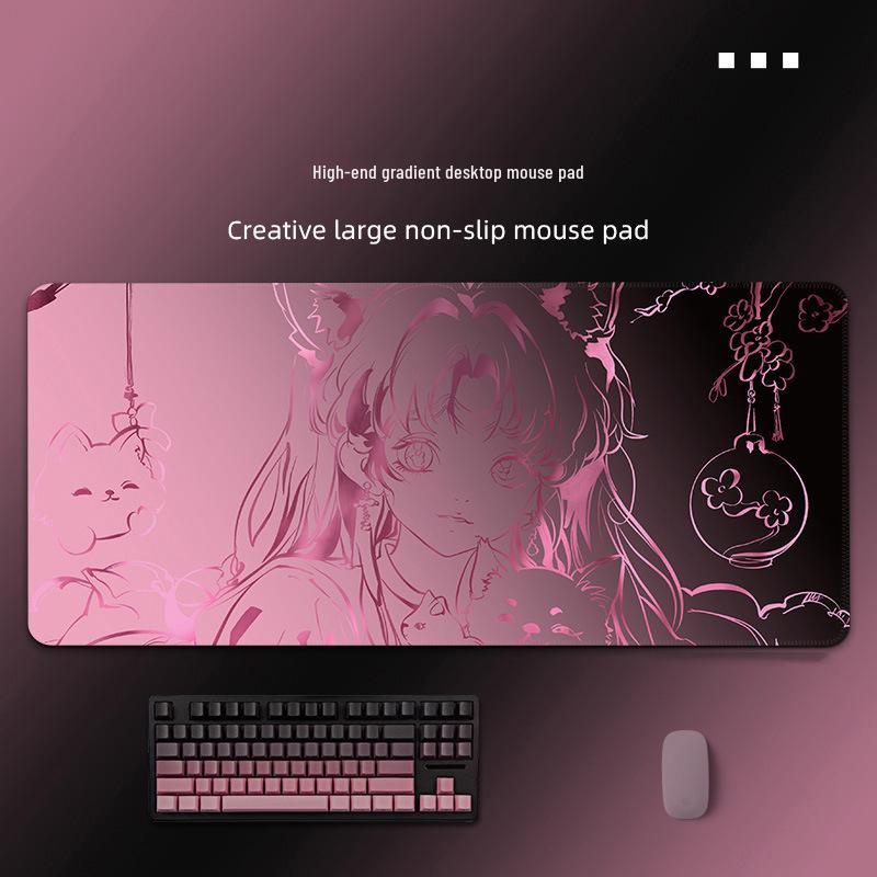 

Высококлассный градиентный коврик для мыши экстра-большого размера Моранди в черном и розовом цвете - Минималистичный стиль для киберспорта и офиса