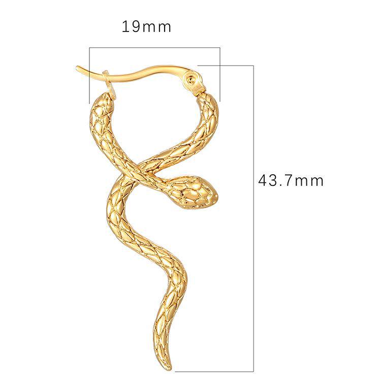 Cross-Border Retro Stainless Steel Snake Earrings for Women - Trendy European and American Style Long Earrings
