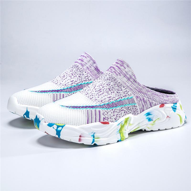 Trendy Yellow Orange Women's Summer Shoes Plus Size Comfortable Socks Loafers Women Platform Half Shoes Women Zapatos De Muje