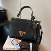 High-end Buckle Women's Crossbody Bags Fashion Black Casual Square Traveling Handbags Trendy Large Capacity PU Shoulder Pack