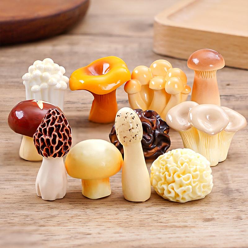 10pcs Mini Ornaments DIY Resin Mushroom Ornaments Cute Simulation Mushroom Black Fungus 11 Styles