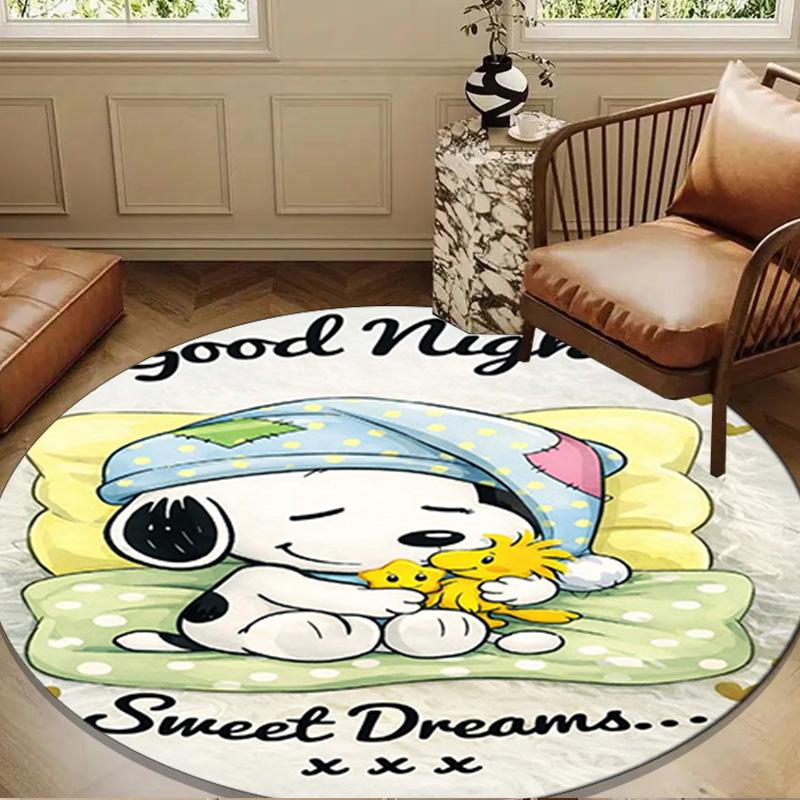 Cute Dog Dreams Under Stars Round Rug for Livingroom,Bedroom, Palyroom, Chair Rug, Area rug, Circle Carpet, Large Size Fan Christmas gift