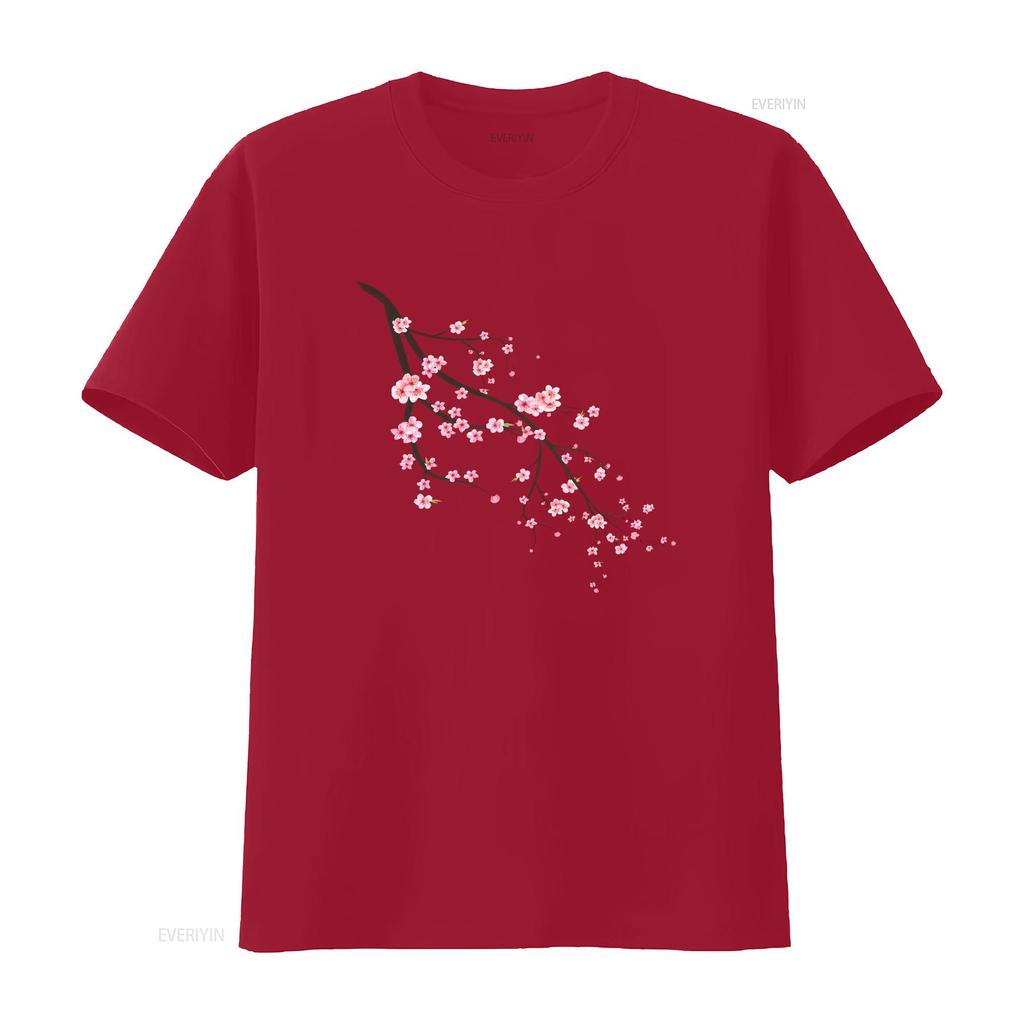 Cherry Blossom T Shirt Sakura Womens Flower for Women Floral Her Spring vintage Washed Top For Everyday Wear Stylish Slightly