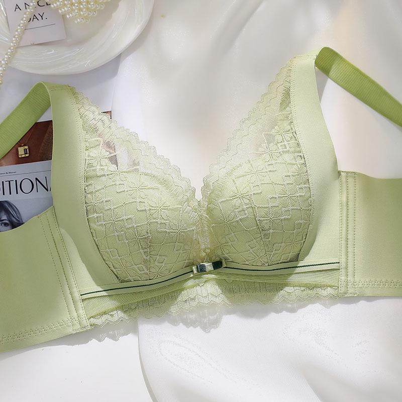 Women's Wire-Free Lace Push-Up Bra: Anti-Sagging, Side Support, Adjustable Fit, Minimizes Look of Large Breasts