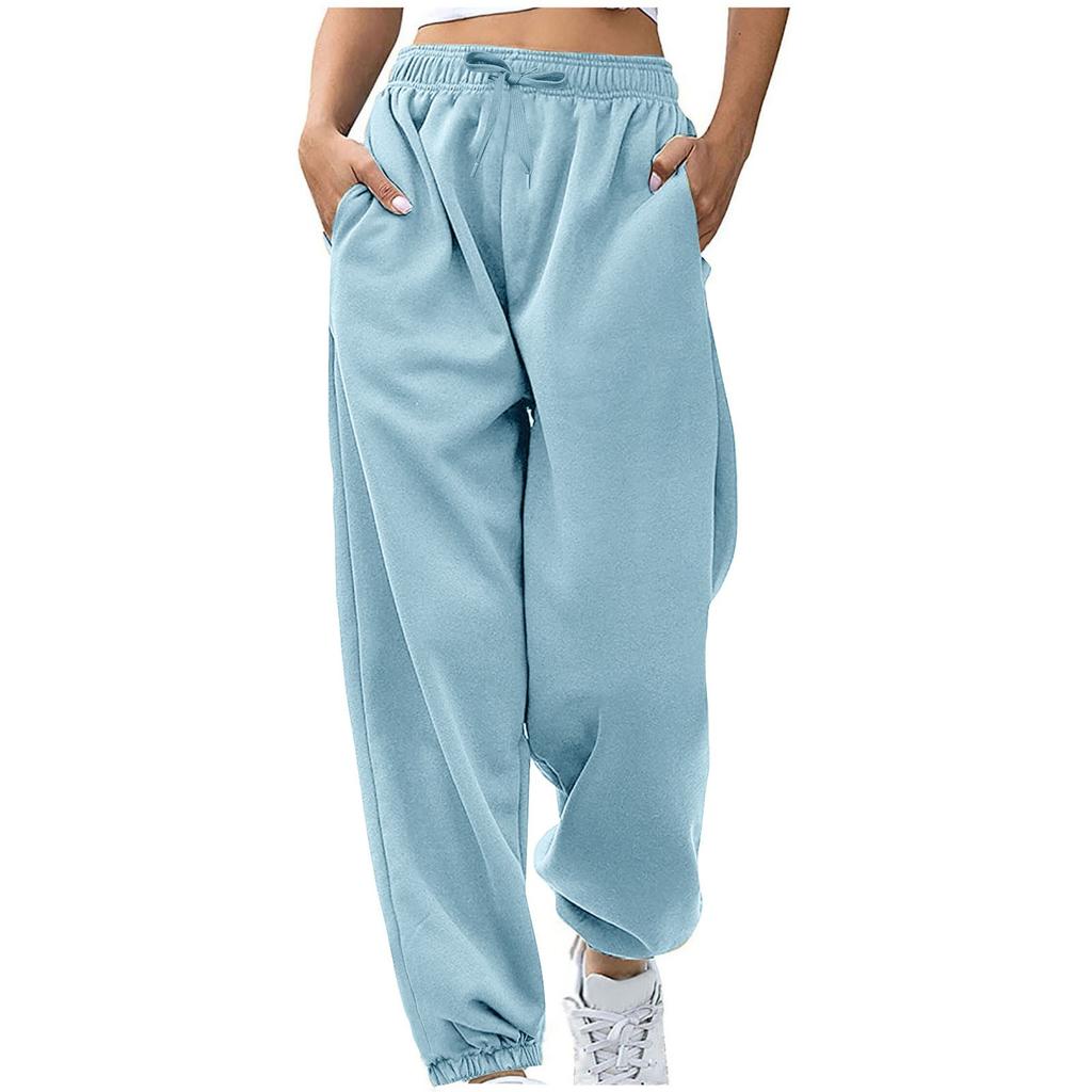 Women's Casual Pants High-waisted Belted Jogging Pants With Pockets