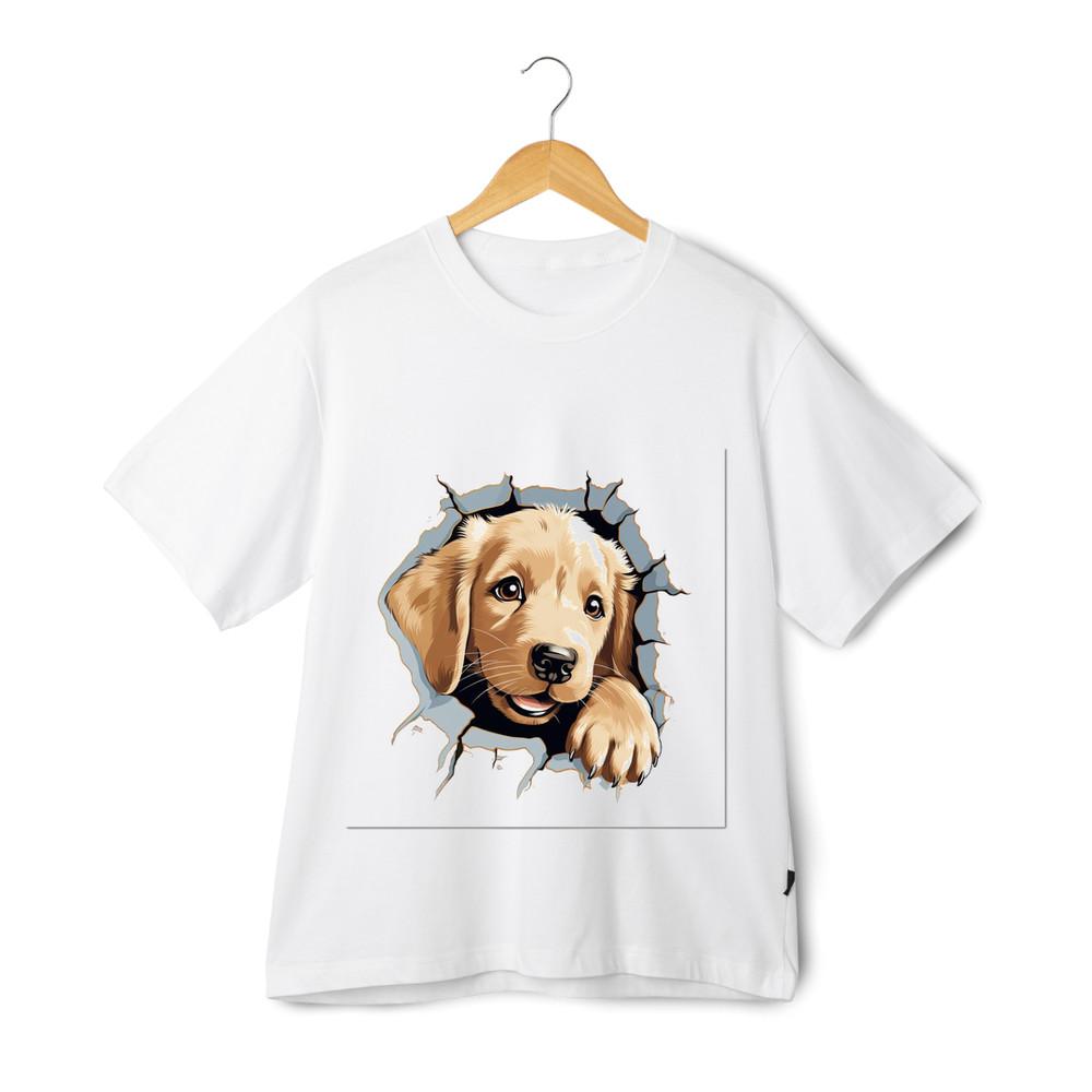 3D Ripped Puppy T-Shirt - Unisex Cute Dog Cartoon Graphic Pet Lover Tee