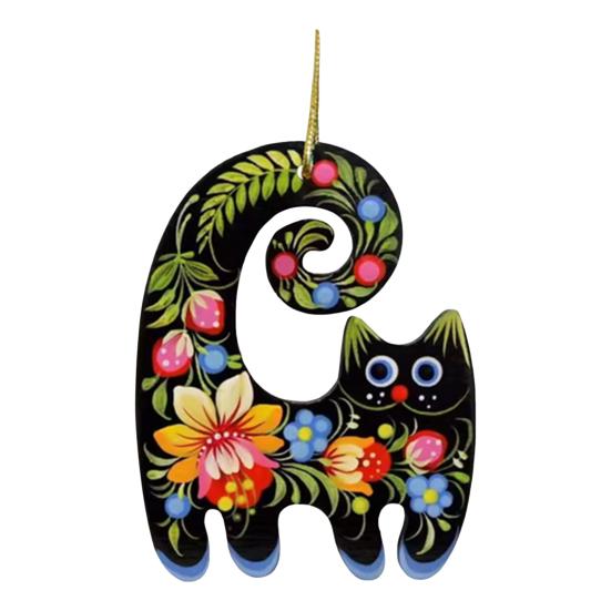 

Кошачьи Рождественские Украшения Цветочные Расписанные вручную Акриловые Животные Подвесное Украшение на Праздничную Елку для Вечеринки 8.5cm