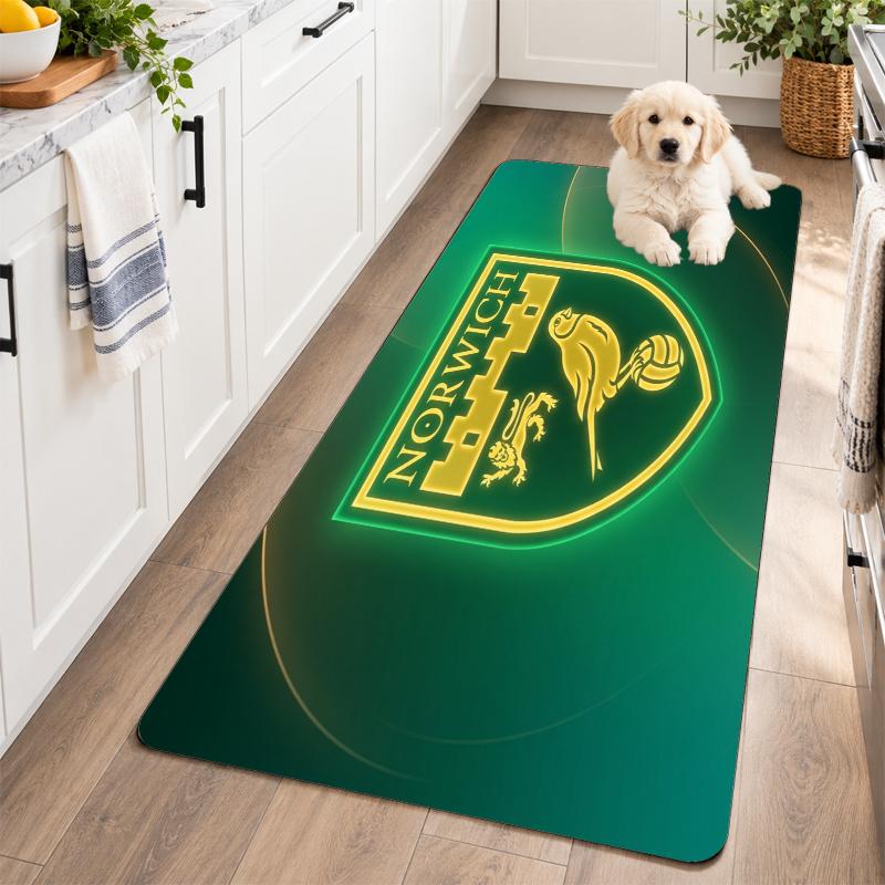 Flannel Kitchen Mat Norwich City Football Soft Area Rug Non Slip Floor Carpet Home Decoration