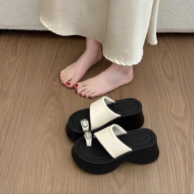 Leopard Print Cover Toe Cool Slippers Women'S Summer Wear Summer New With Skirt Muffin Casual Beach Roman Sandals