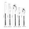 Korean Style 430 Stainless Steel Tableware Set with Imitation Wood Grain Handles: Includes Knife, Fork, Spoon, and Chopsticks