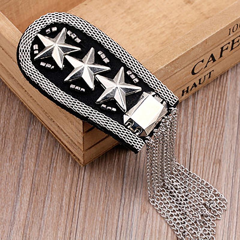 1Pcs Vintage Five Star Tassel Chain Shoulder Board Badges Beads Fabric Metal Epaulet Epaulette Military Pin On Brooch Medal