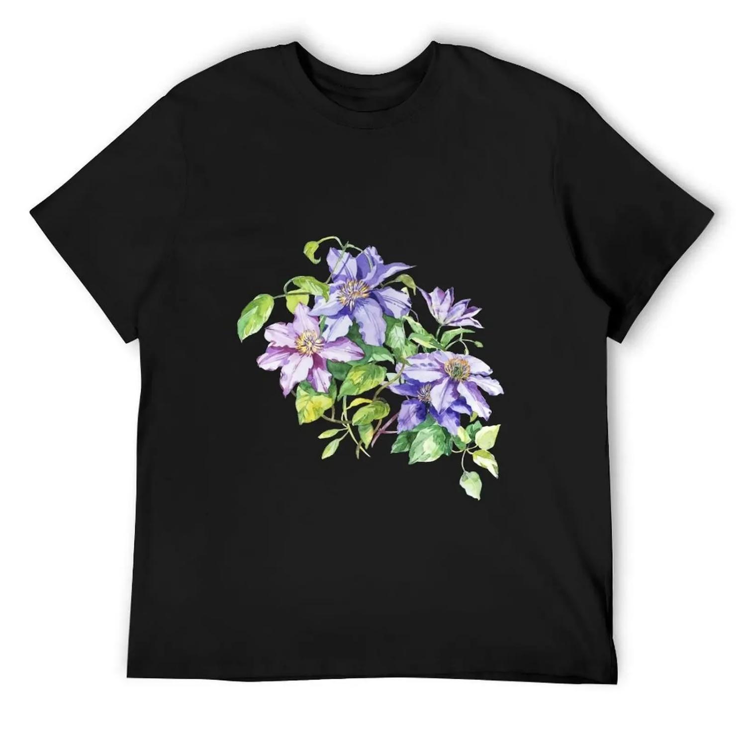 

Flowers watercolor illustration T-Shirt Funny t-shirt croswit shirt man korean fashion quick drying shirts men graphic XXXXXL чорний