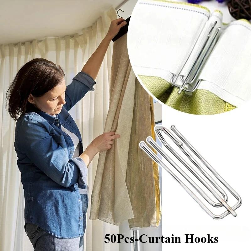 4Prong Curtain Hook Clip Shower Curtain Cloth Clamp Drapes Traverse Rod Slides Clasp Window Pleated Pinch Clip Curtain Tape Hook