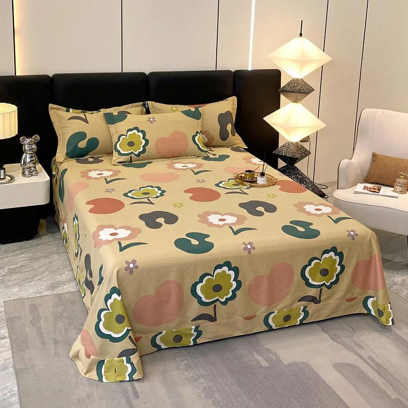 طقم مفروشات سرير أزهار بيضاء بسيطة 100% قطن فاخر فائق النعومة أغطية سرير وأغطية وسائد طقم مفروشات سرير كوين كينج ديكور غرفة نوم