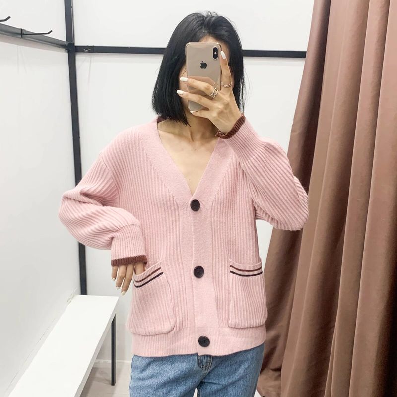 And Winter New Arrivals Women's Clothing Zr European and American Style Fashionable Versatile Loose Long-Sleeved Slimming Sweater Cardigan Jacket