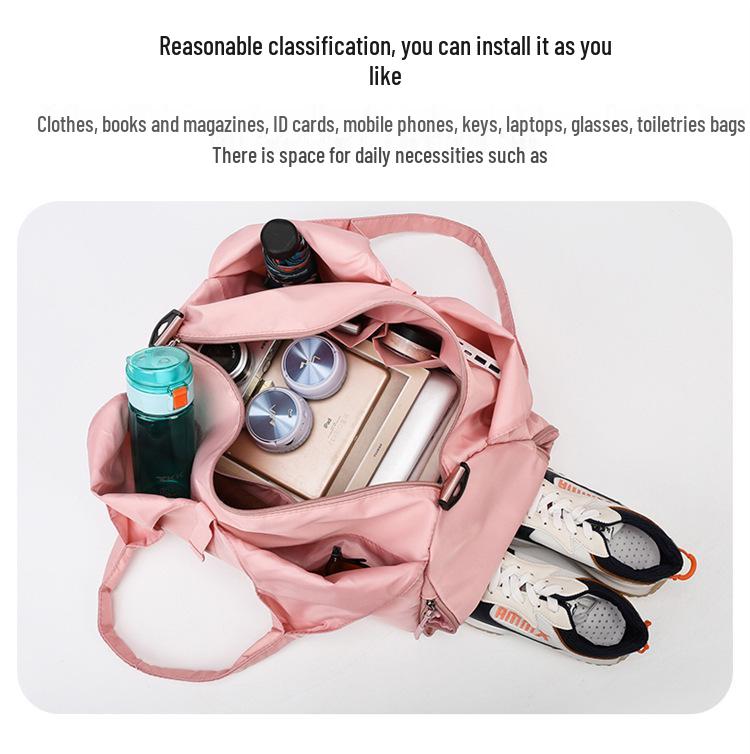 Lightweight Multifunctional Gym Bag with Logo Print, Large Capacity, Shoe Compartment, Perfect for Travel & Yoga.