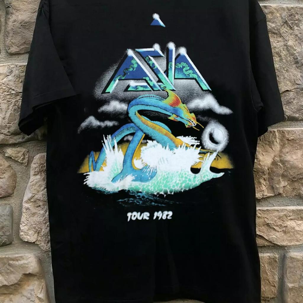 Asia Band 1982 Tour Black T-shirt Cotton Unisex All Sizes S To 5XL