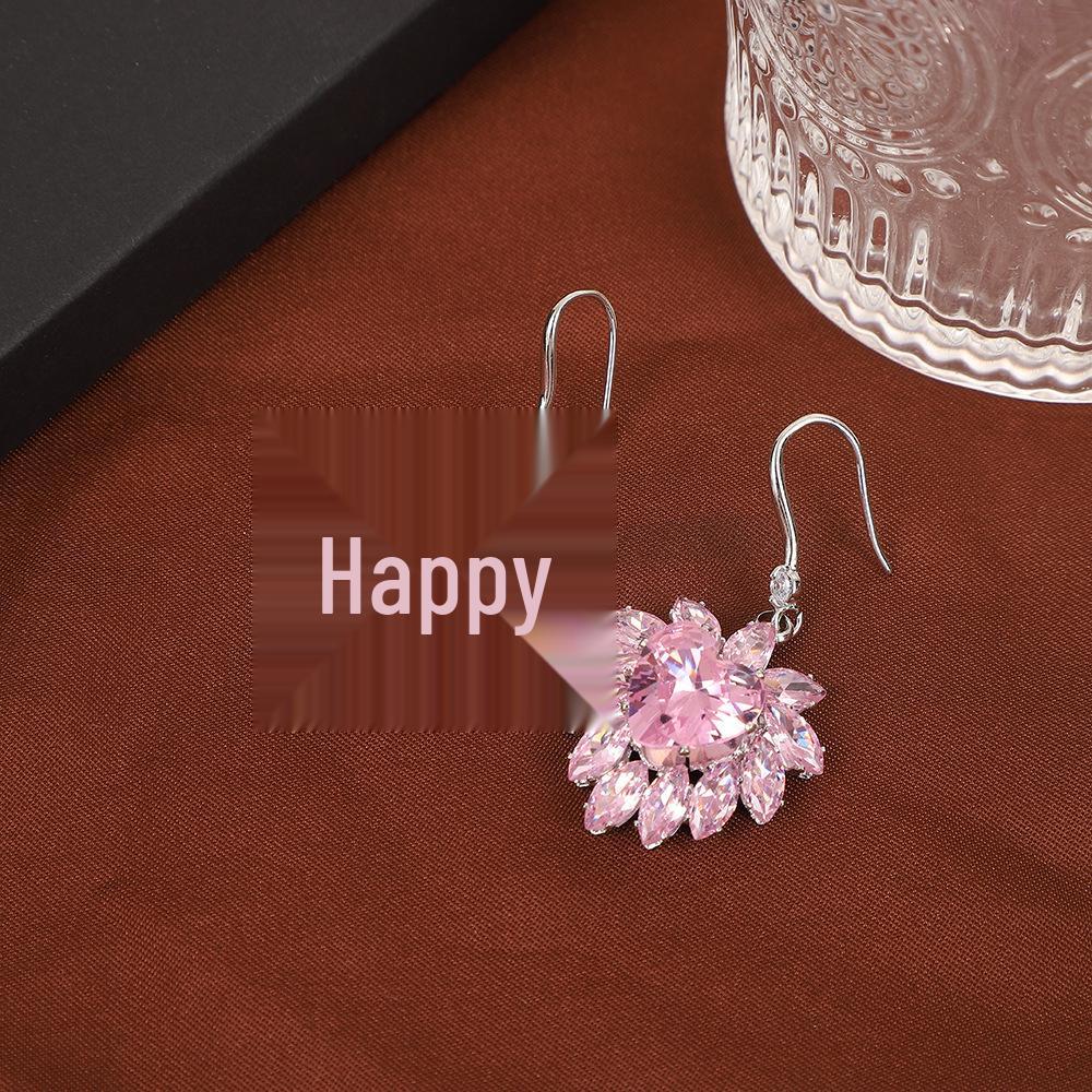 Green Zirconia Tassel Necklace  Earring Set - Korean Style Clavicle Chain сережек