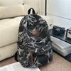Denim Camouflage Backpack Casual Style Unisex School Bag Fashionable Travel Rucksack