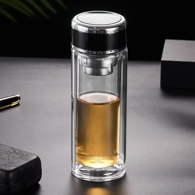 Shuanghan Double Wall Glass Tea Infuser Bottle