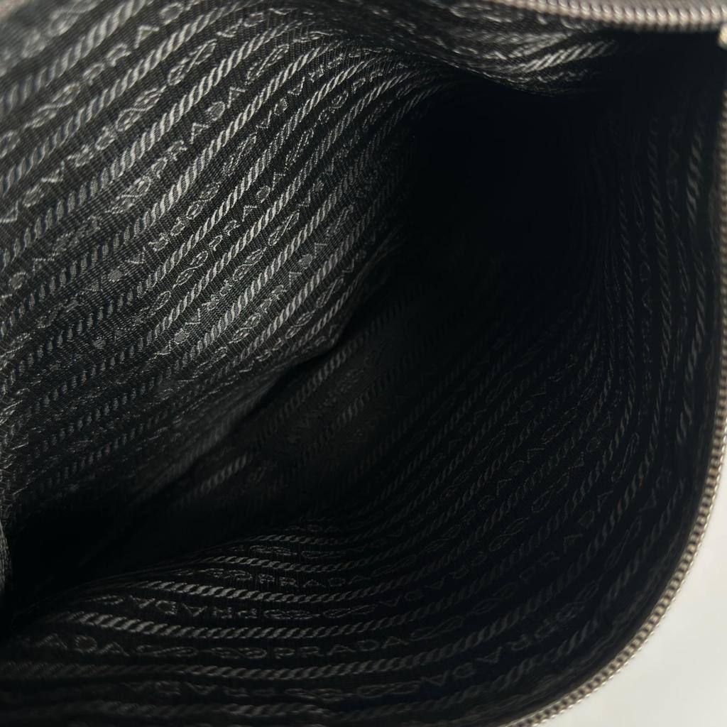 PRADA Triangular logo Shoulder Bag black unisex used