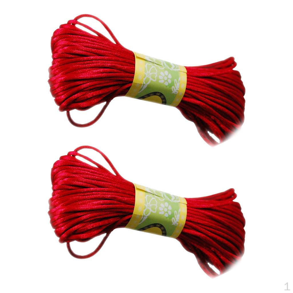 

2 Pieces Satin Nylon Cord String Knot Braiding Knitting Rope Thread червоний