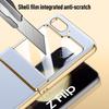 For Samsung Z Flip 5 Plating Leather Hinge Case for Samsung Galaxy Z Flip 5 Flip5 Zflip5 5G Shockproof Glass Film Bag Cases