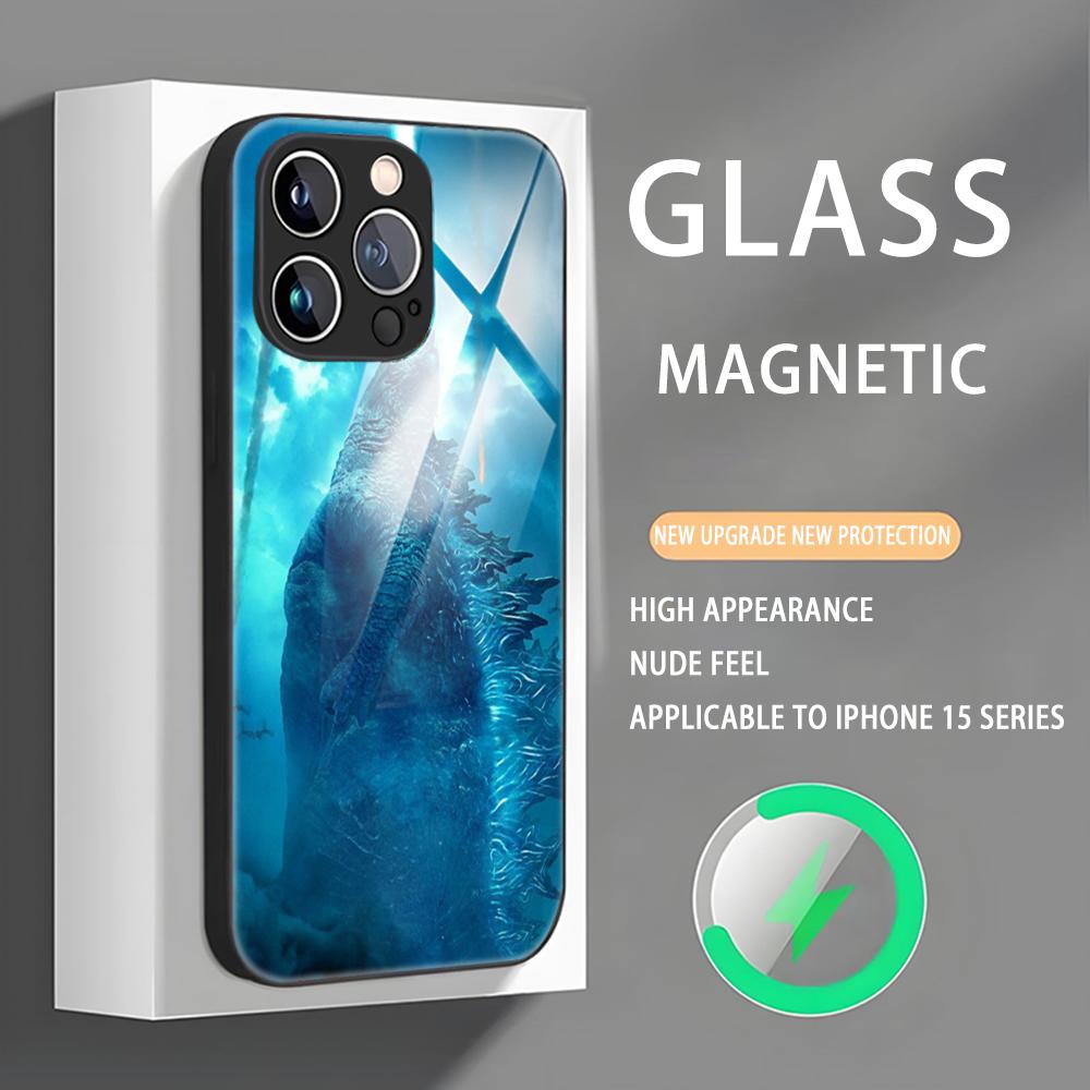 Anime G-GodzillaS Monsters Phone Case For iPhone 16 15 14 13 12 11 X XR XS 8 Plus Mini Pro Max Glass Magnetic Phone Case