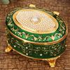 Europeisk stil Mini Smyckesförvaringslåda Organizer Bärbar Ellipsoid Inlagd Ädelsten Legering Förvaring för Halsband Ringar Toalettbord Displayfodral