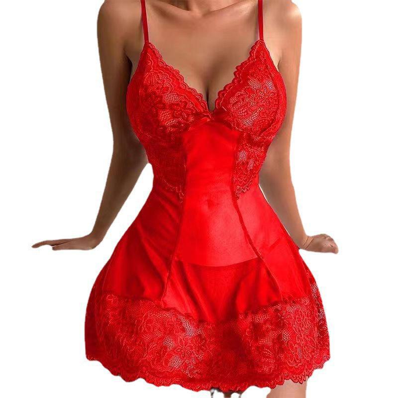 European & American Sexy Lace Lingerie Nightdress for Women