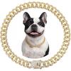 Tallew Dog Chain Diamond Collar Gold 16 Mm Wide Walking Metal Chain Necklace with Secure Buckle Pet Cuban Style Collar Jewelry Accessories for Small