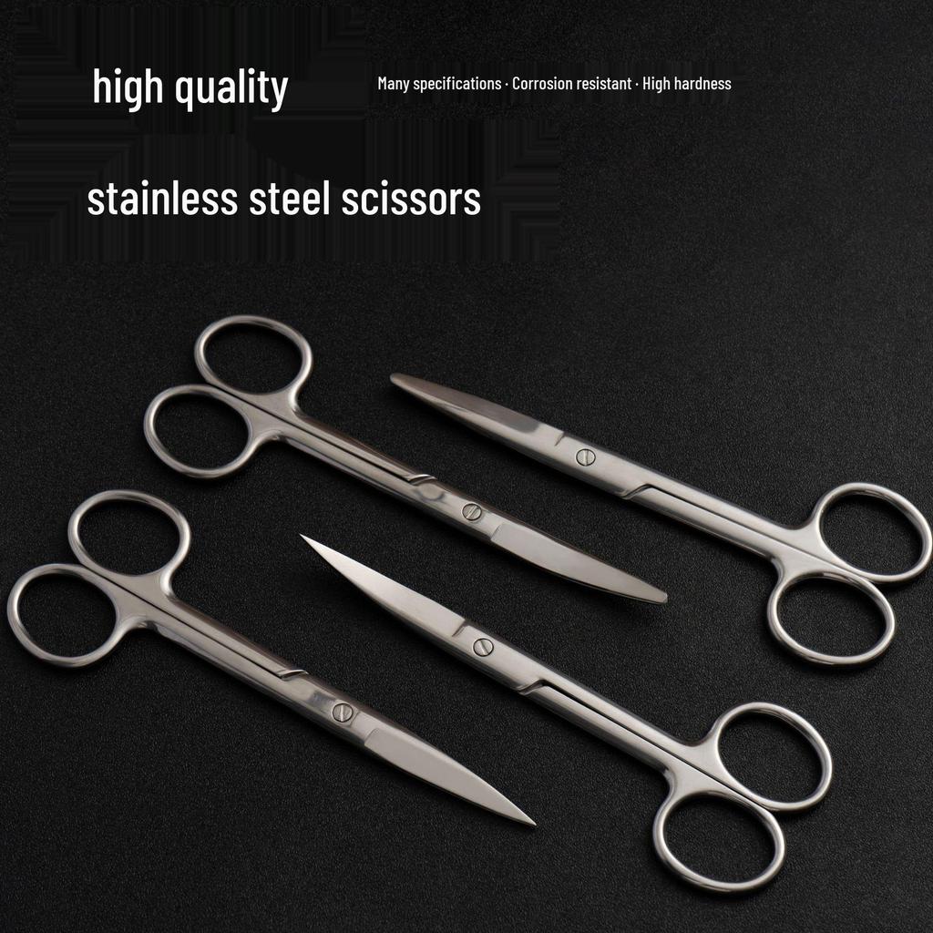 Multi-functional Stainless Steel Beauty Scissors: 10cm/14cm, Straight/Curved Tips, Suitable for Laboratory and Teaching