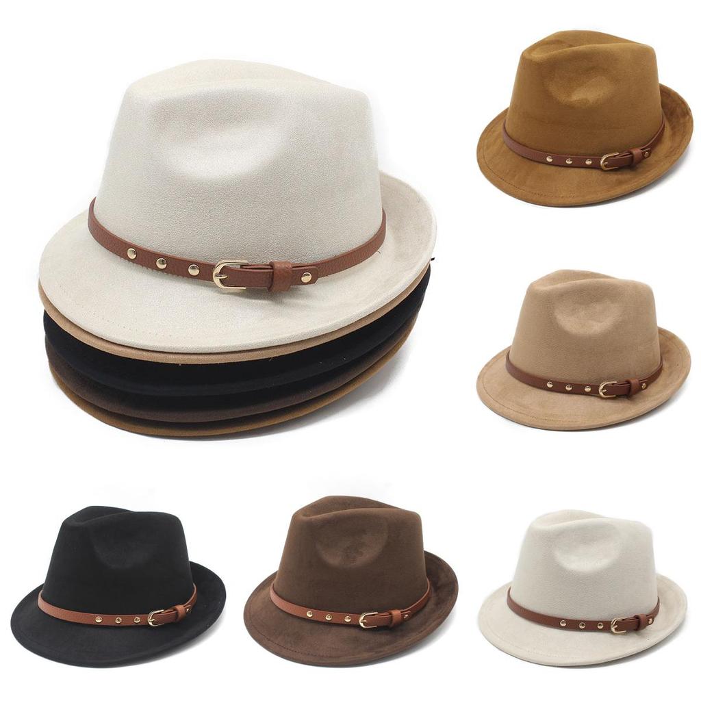 Vintage Suede Felt Hat With Knot And Embroidery For Men Women