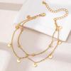 Women's Double Layer Disc Pendant Anklet - Versatile Beach & Party Accessory