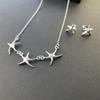 925 Sterling Silver Starfish Necklace Earrings Set Birthday Party Anniversary Gift Suitable for Women's Daily Wear