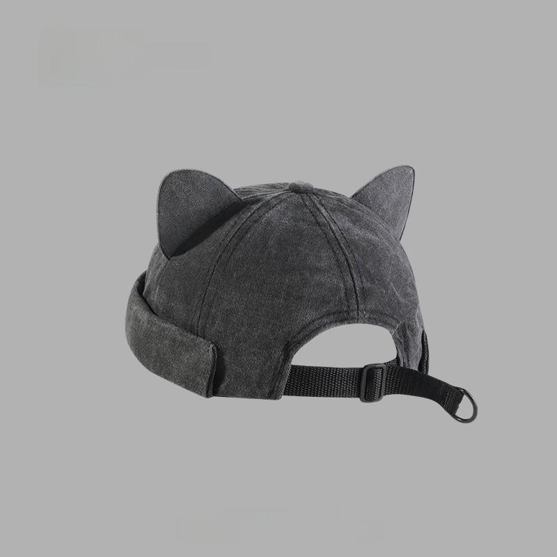 Cartoon Style Leather Bucket Hat Waterwashed Vintage Design For Women And Men Black