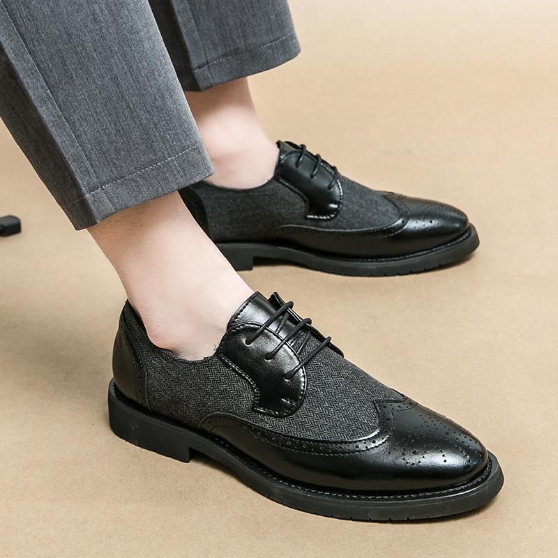 

Мужские британские повседневные кожаные туфли модный тренд Брок черно-белые маленькие кожаные туфли студийная свадьба шафер кожаные туфли 44