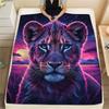 1Pc Neonlineanimals Print Flannel Blanket, High Quality Comfortable for All Seasons, Home Decor, Warmth and Comfort, Perfect for Christmas Gifts