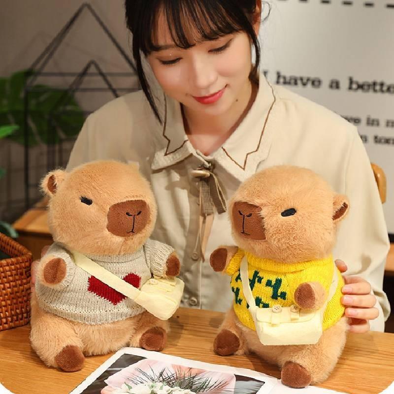 Adorable Capybara Plush Toy With Love Heart Sweater For Kids Birthday Gifts