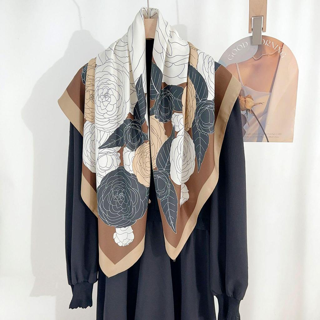 90×90 Großer Hochwertiger Schwarz-Weiß Gestreifter Schal: Professionelle Halsbekleidung, Stirnband & Sonnenschutz-Kopftuch