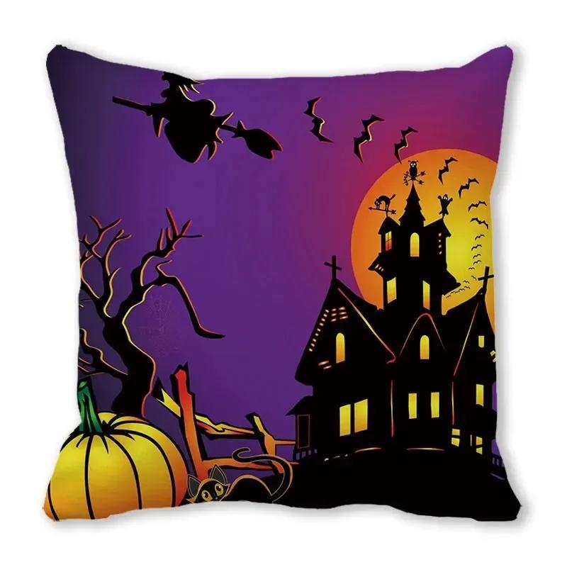 Halloween Horror Night Pattern Living Room Office Sofa Car Decorative Pillowcase