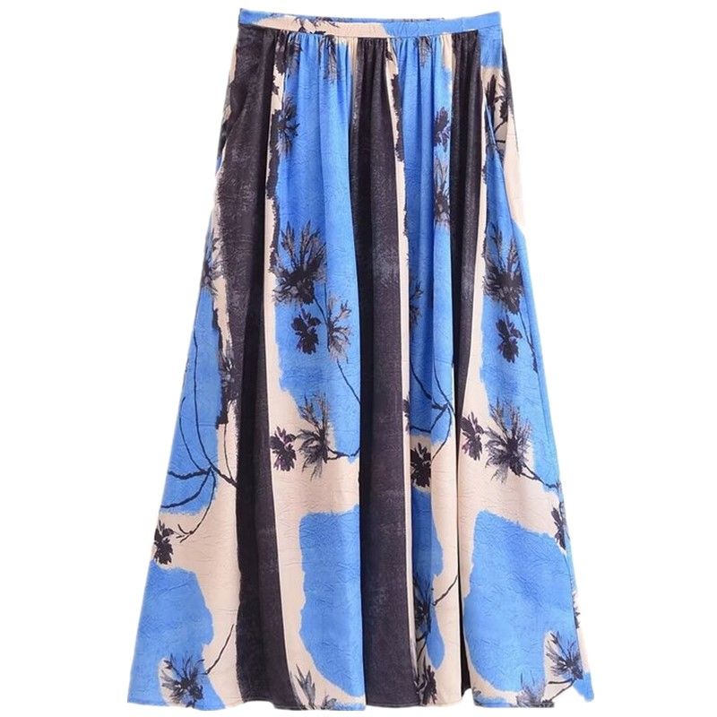 Fashion Style 2024 Spring/Summer New Arrival Women's Clothing High Waist All-Matching Ruched Printed Dress Skirt 2516074 330