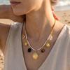 European-American 18K Gold Star Multi-Pendant Necklace with Pearl Beads
