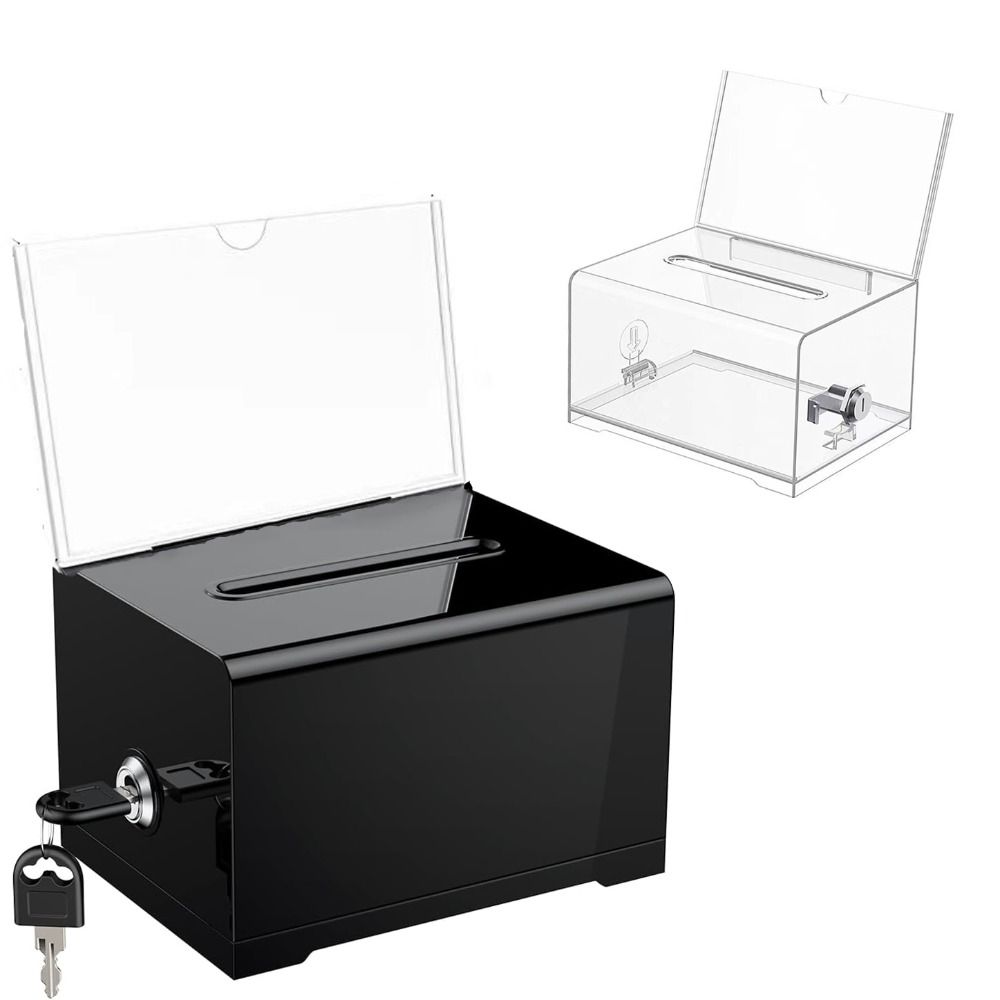Solid Suggestion Box With Lock and Sign Holder Donation Box Plastic Container Tip Jar  Charity