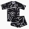 26 Neues MMA Sportset Herren Schwarz Weiß Grafik Rash Guard T-Shirts & Shorts Sets Schnelltrocknend Kampftraining Anzug Erwachsene Kinder
