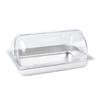 Stainless Steel Buffet Tray with Double Grid and Transparent Flip Lid