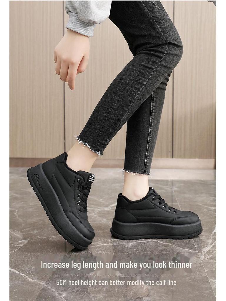 KT2812 Women's 2024 Autumn/Winter Solid Color Snow Cotton Sports Shoes with Thick Velvet Lining for Warmth