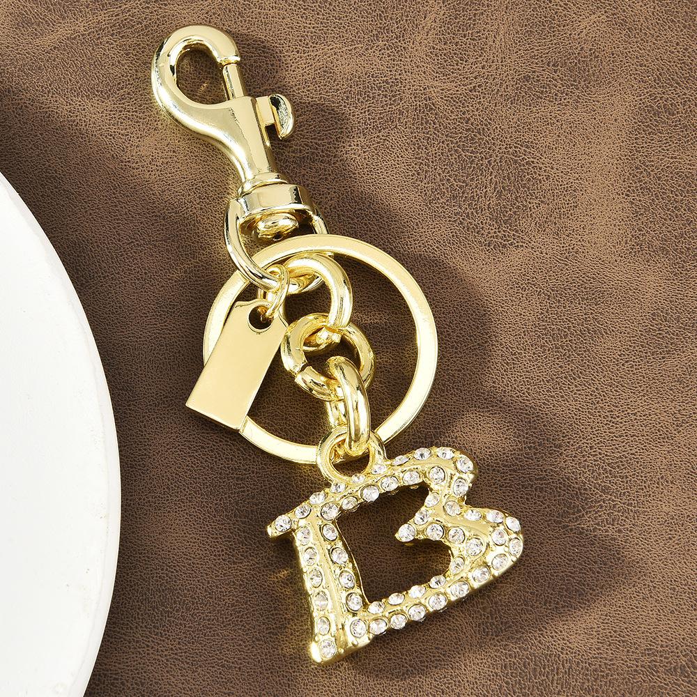Hot Metal Diamond Chic Font English Letters Bag Pendant Keychain Fashionable Personalized Pendant