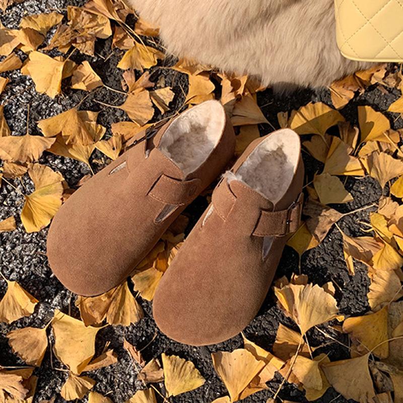 Winter Fur Shoes Women Loafers Warm Cotton Shoes Flat Non-slip Fashion Brand Ladies Winter Shoes Soft Plus Size 42
